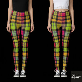 Färgsprakande Plaid-byxor Leggings
