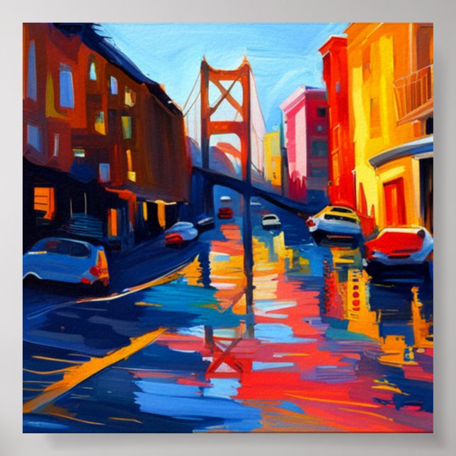 Färgstäder poster med Bridge (Framsidan)