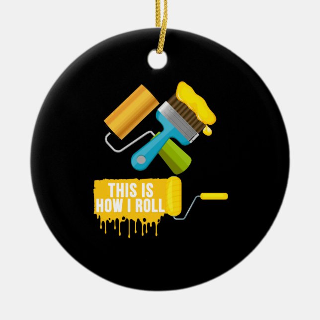 Färgställ och pensel Så här rullar jag Julgransprydnad Keramik (Framsidan)