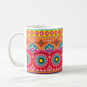 Färgstammen, etnisk, sömlös mönster kaffemugg