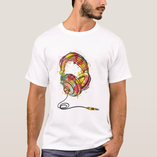 Färgstänkhörlurar T-shirt (Framsida)