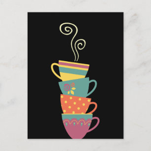 Färgstaplat te/kaffe koppar, ångbehandlat hett mug vykort