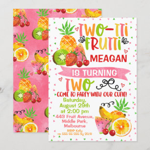 Färgstark 2-tti Frutti 2:a födelsedagsinbjudan Inbjudningar
