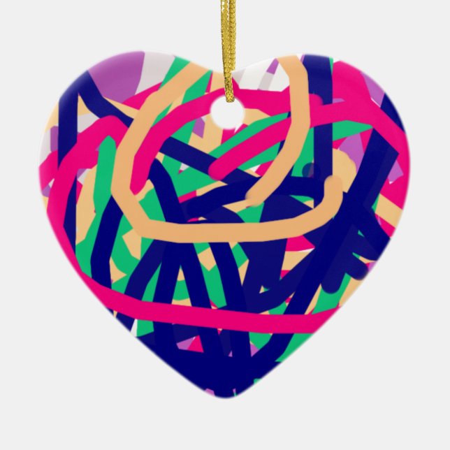 färgstark 7647-abstrakts konst julgransprydnad keramik (Framsidan)