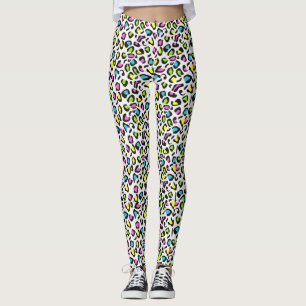 Färgstark 80s Cheetah-utskrift Leggings