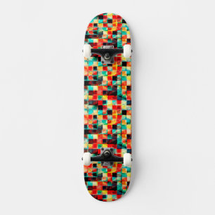 Färgstark abstrakt - geotrik inslag-design mini skateboard bräda 18,5 cm