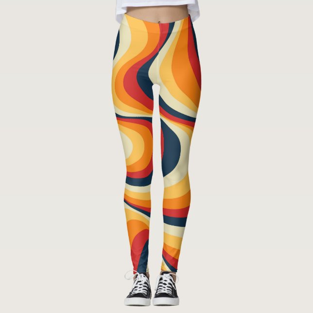Färgstark abstrakt som snurrar ut leggings (Framsida)