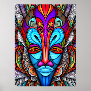 Färgstark afrikansk stammask poster