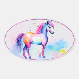 Färgstark ande Pony 2 Ovalt Klistermärke