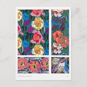 Färgstark Art nouveau-grafik, blommor Vykort