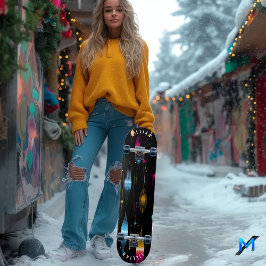 Färgstark atomretro Skateboard-design Mini Skateboard Bräda 18,5 Cm