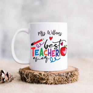 Färgstark bästa lärare någonsin, typografi kaffemugg