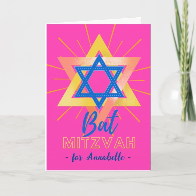 Färgstark Bat mitzvah stjärna av David Lägg till e Kort (Framsida)