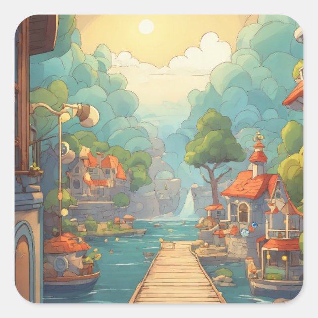 Färgstark bild fyrkantigt klistermärke (Framsida)