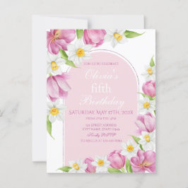 Färgstark blomma barn födelsedag vykort