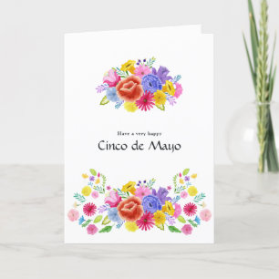 Färgstark Blommigt Cinco de Mayo Family Photo Helgkort