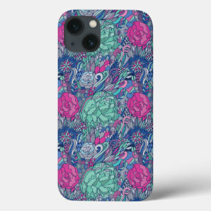 Färgstark Blommigt Doodle Mönster