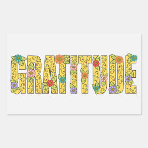 Färgstark Blommigt för Cute Gratitude-bekräftelse Rektangulärt Klistermärke