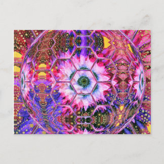 färgstark blommigt hex globe med rosa, lila färg vykort