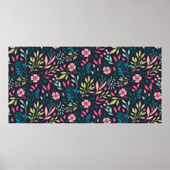Färgstark blommigt med blommor och leav poster (Framsidan)
