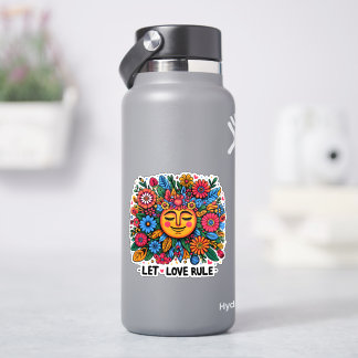 Färgstark Blommigt med ett leende Sol Klistermärken