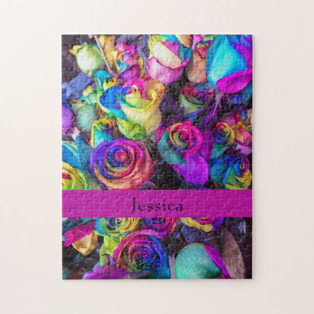 Färgstark Blommigt Monogram svår Söt Pussel (Vertikal)