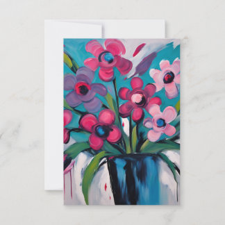 Färgstark Blommigt Tack Kort