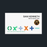 Färgstark BODMAS Math Symbols Mathematics Tutor Visitkort<br><div class="desc">Ett vitt skydd förstärks av en färglös BODMAS-matematiska symboler som är utformade på kortets bas. BODMAS är en akronym för Bracket, Of, Division, Multiplication, Addition och Subtraaction, dvs. på grundval av en förstahandsmatur. Nedan visas kontaktuppgifterna på mörk grönt. Längst upp på kortet ljuger du din prestigefyllda namn och jobbtitel tillsammans...</div>