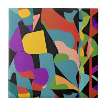 Färgstark boho modern abstrakt konst blå röd mönst