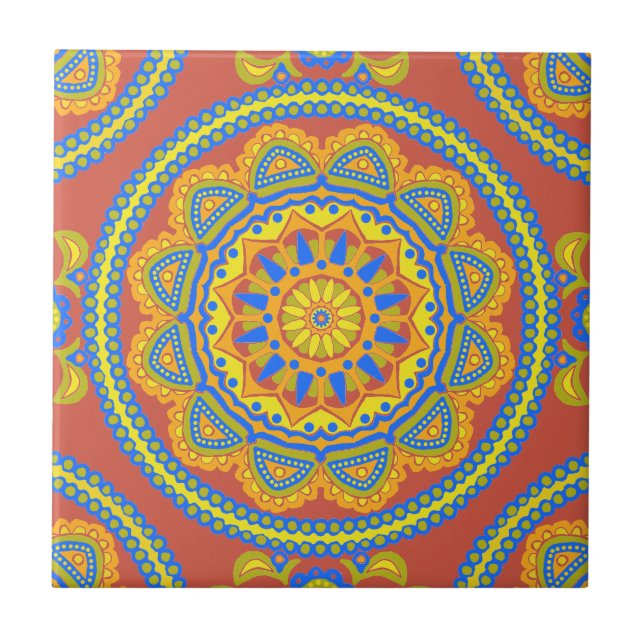 Färgstark boho Moroccan Ceramic Tile Kakelplatta (Framsidan)