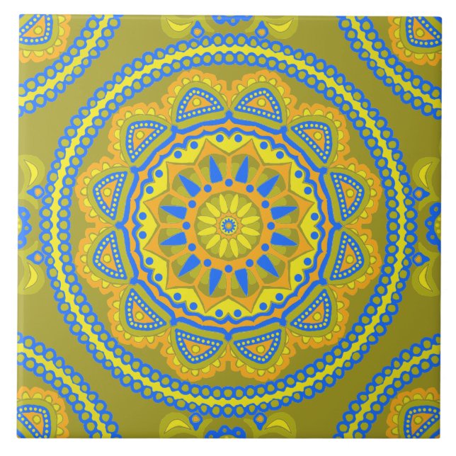 Färgstark boho Moroccan Ceramic Tile Kakelplatta (Framsidan)