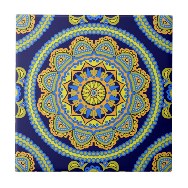 Färgstark boho Moroccan Ceramic Tile Kakelplatta (Framsidan)