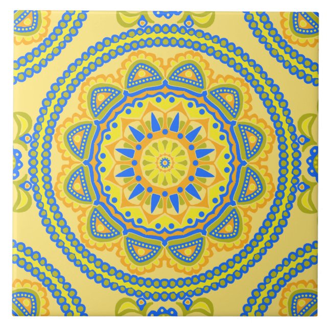 Färgstark boho Moroccan Ceramic Tile Kakelplatta (Framsidan)