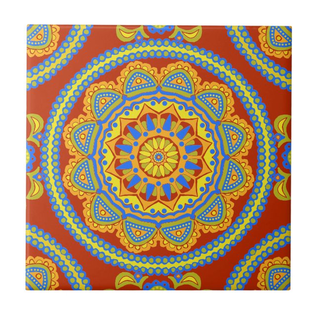 Färgstark Boho Moroccan Kakelplatta (Framsidan)