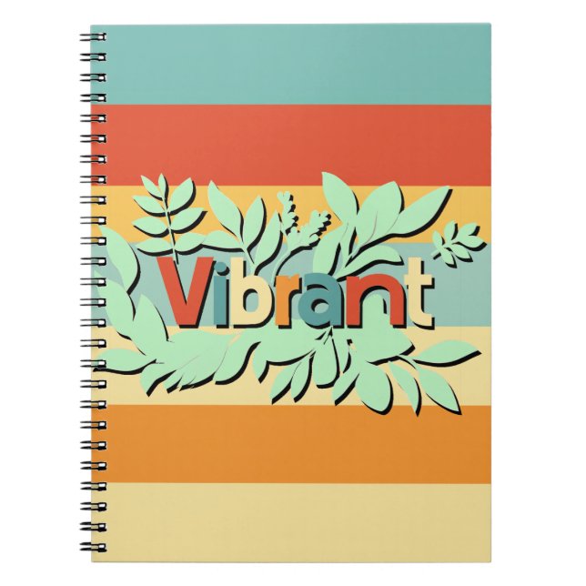 Färgstark botanisk, dynamisk textdesign anteckningsbok (Framsidan)