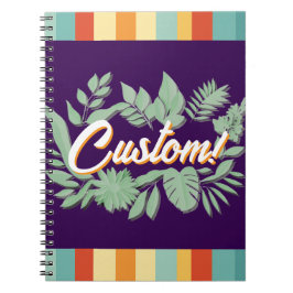 Färgstark botanisk, dynamisk textdesign anteckningsbok
