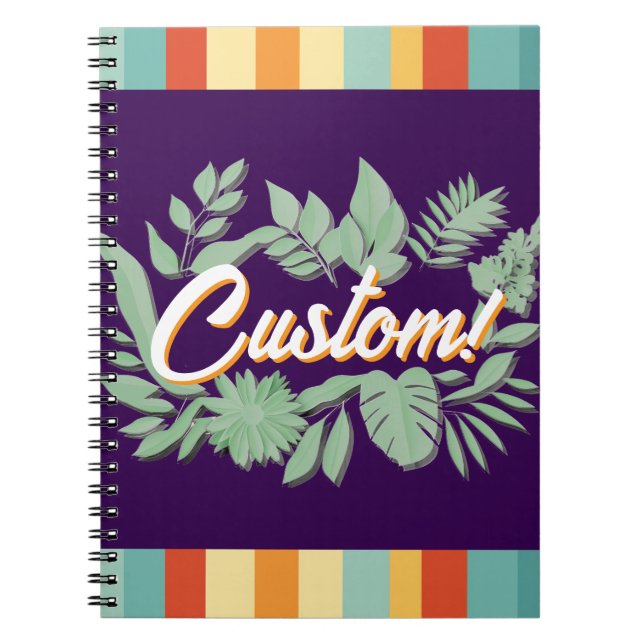 Färgstark botanisk, dynamisk textdesign anteckningsbok (Framsidan)