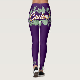 Färgstark botanisk, dynamisk textdesign leggings
