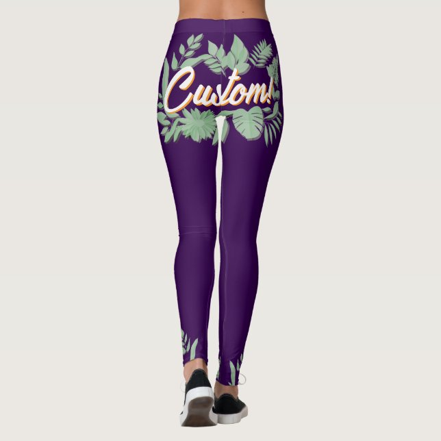 Färgstark botanisk, dynamisk textdesign leggings (Baksida)