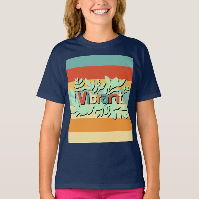 Färgstark botanisk, dynamisk textdesign t shirt (Framsida)