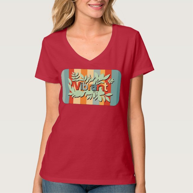 Färgstark botanisk, dynamisk textdesign t shirt (Framsida)