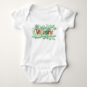 Färgstark botanisk, dynamisk textdesign t shirt