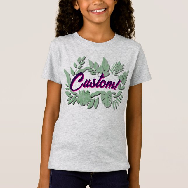 Färgstark botanisk, dynamisk textdesign t shirt (Framsida)