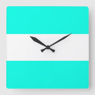 Färgstark, bred Aqua White Nautical Rand Fyrkantig Klocka
