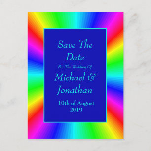 Färgstark Bright Rainbow Bröllop spara datum Meddelande Vykort