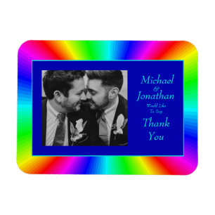 Färgstark Bright Rainbow Bröllop Tack Magnet