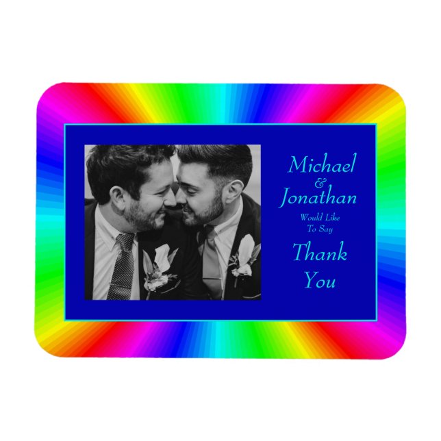 Färgstark Bright Rainbow Bröllop Tack Magnet (Horisontell)
