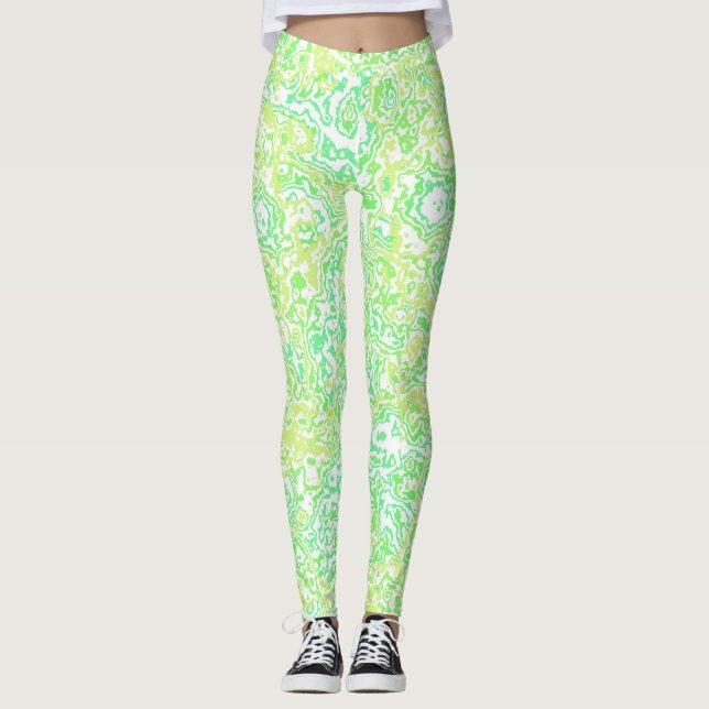 Färgstark Bright Trippy Groovy Funky Hippie Marble Leggings (Framsida)