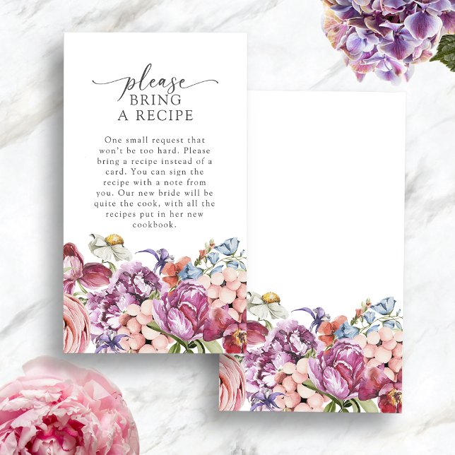 Färgstark Bring Recept Tilläggskort (Colorful Jewel Tone Bring A  Recipe Enclosure Card by Painted Paperie
)