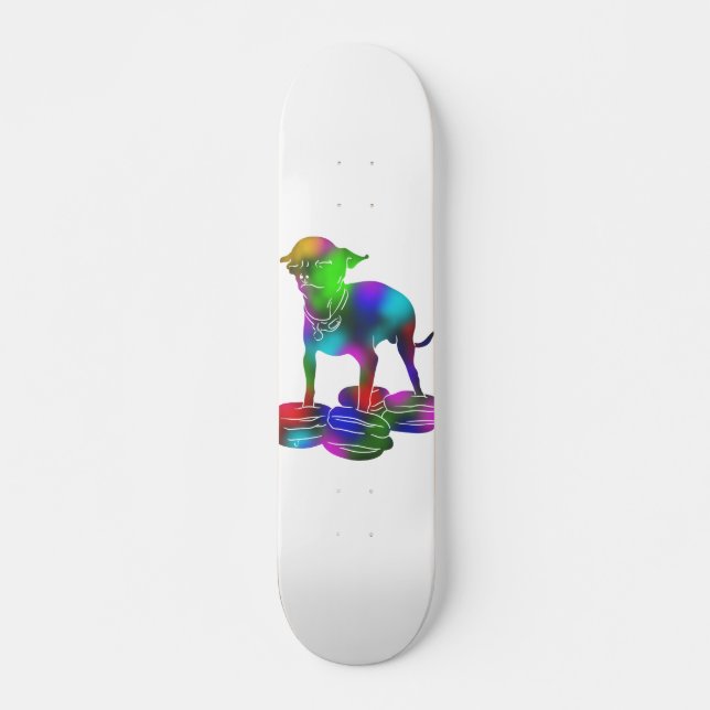 Färgstark Chihuahua hamburger Mini Skateboard Bräda 18,5 Cm (Framsida)